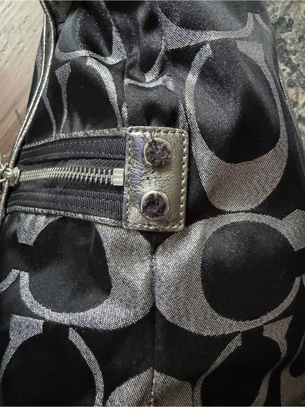 Coach Black and Silver Signature Shoulder Bag